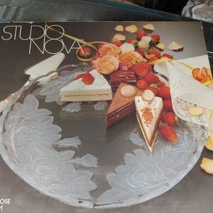 Studio Nova Rose-Patterned Glass Platter 14 "